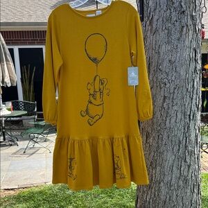 Disney Mustard Yellow Long Sleeve Balloon Bear Dress